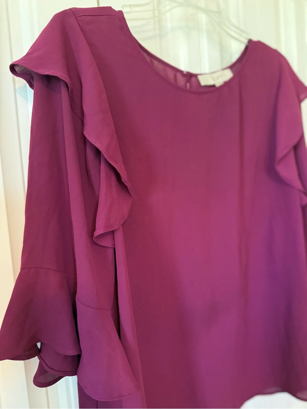 Women’s Ruffle Sleeve Blouse - Plum